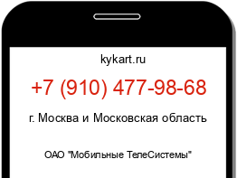 Информация о номере телефона +7 (910) 477-98-68: регион, оператор