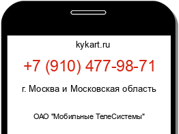 Информация о номере телефона +7 (910) 477-98-71: регион, оператор