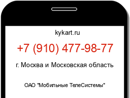 Информация о номере телефона +7 (910) 477-98-77: регион, оператор