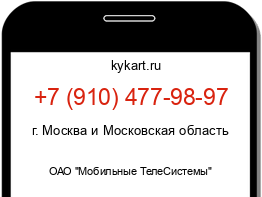 Информация о номере телефона +7 (910) 477-98-97: регион, оператор