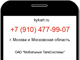 Информация о номере телефона +7 (910) 477-99-07: регион, оператор