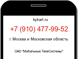 Информация о номере телефона +7 (910) 477-99-52: регион, оператор