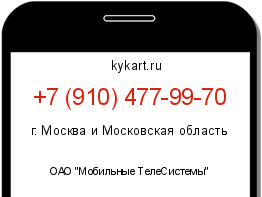 Информация о номере телефона +7 (910) 477-99-70: регион, оператор