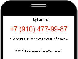 Информация о номере телефона +7 (910) 477-99-87: регион, оператор