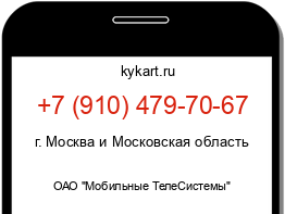 Информация о номере телефона +7 (910) 479-70-67: регион, оператор