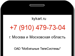 Информация о номере телефона +7 (910) 479-73-04: регион, оператор