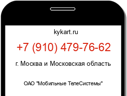 Информация о номере телефона +7 (910) 479-76-62: регион, оператор