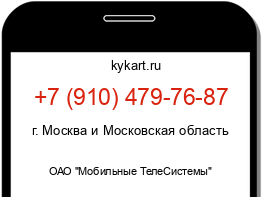 Информация о номере телефона +7 (910) 479-76-87: регион, оператор