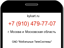 Информация о номере телефона +7 (910) 479-77-07: регион, оператор