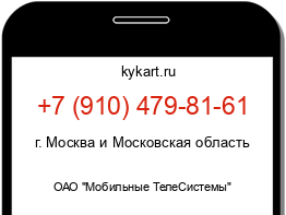 Информация о номере телефона +7 (910) 479-81-61: регион, оператор