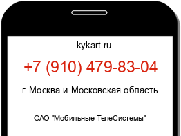 Информация о номере телефона +7 (910) 479-83-04: регион, оператор