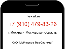 Информация о номере телефона +7 (910) 479-83-26: регион, оператор
