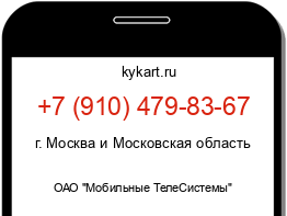 Информация о номере телефона +7 (910) 479-83-67: регион, оператор