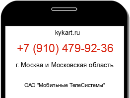 Информация о номере телефона +7 (910) 479-92-36: регион, оператор