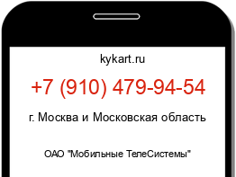 Информация о номере телефона +7 (910) 479-94-54: регион, оператор