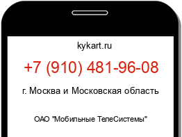 Информация о номере телефона +7 (910) 481-96-08: регион, оператор