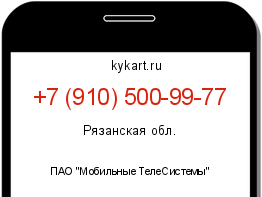 Информация о номере телефона +7 (910) 500-99-77: регион, оператор