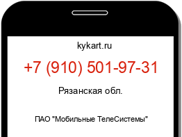 Информация о номере телефона +7 (910) 501-97-31: регион, оператор