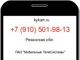 Информация о номере телефона +7 (910) 501-98-13: регион, оператор