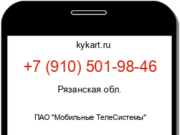 Информация о номере телефона +7 (910) 501-98-46: регион, оператор