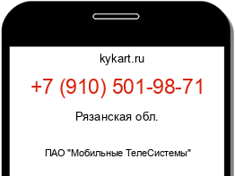 Информация о номере телефона +7 (910) 501-98-71: регион, оператор