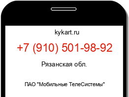 Информация о номере телефона +7 (910) 501-98-92: регион, оператор