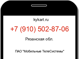 Информация о номере телефона +7 (910) 502-87-06: регион, оператор