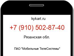 Информация о номере телефона +7 (910) 502-87-40: регион, оператор