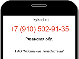 Информация о номере телефона +7 (910) 502-91-35: регион, оператор