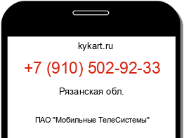 Информация о номере телефона +7 (910) 502-92-33: регион, оператор