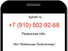 Информация о номере телефона +7 (910) 502-92-68: регион, оператор