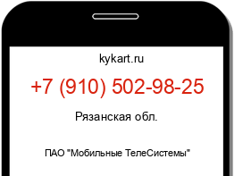 Информация о номере телефона +7 (910) 502-98-25: регион, оператор