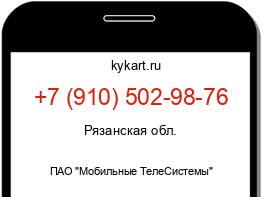 Информация о номере телефона +7 (910) 502-98-76: регион, оператор