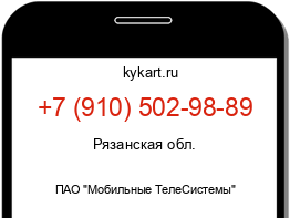 Информация о номере телефона +7 (910) 502-98-89: регион, оператор