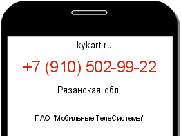 Информация о номере телефона +7 (910) 502-99-22: регион, оператор