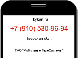 Информация о номере телефона +7 (910) 530-96-94: регион, оператор