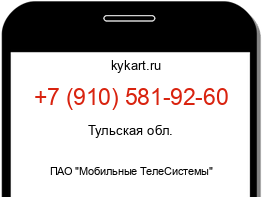 Информация о номере телефона +7 (910) 581-92-60: регион, оператор