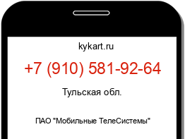 Информация о номере телефона +7 (910) 581-92-64: регион, оператор