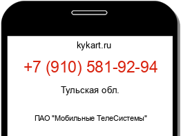 Информация о номере телефона +7 (910) 581-92-94: регион, оператор