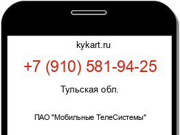 Информация о номере телефона +7 (910) 581-94-25: регион, оператор