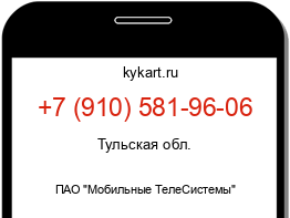 Информация о номере телефона +7 (910) 581-96-06: регион, оператор