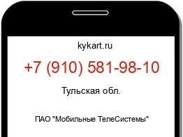 Информация о номере телефона +7 (910) 581-98-10: регион, оператор