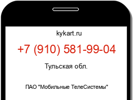 Информация о номере телефона +7 (910) 581-99-04: регион, оператор
