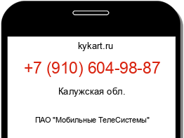 Информация о номере телефона +7 (910) 604-98-87: регион, оператор