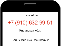 Информация о номере телефона +7 (910) 632-99-51: регион, оператор