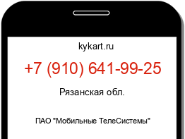 Информация о номере телефона +7 (910) 641-99-25: регион, оператор