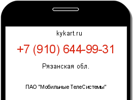 Информация о номере телефона +7 (910) 644-99-31: регион, оператор