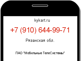 Информация о номере телефона +7 (910) 644-99-71: регион, оператор