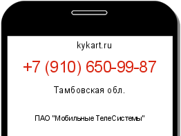Информация о номере телефона +7 (910) 650-99-87: регион, оператор