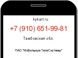 Информация о номере телефона +7 (910) 651-99-81: регион, оператор